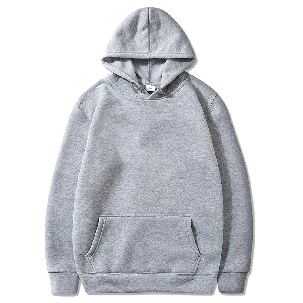 Solid Color Men's Fleece Hoodie – Casual Warm Pullover - 3KDyn